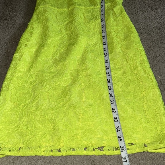 J Crew Collection Floral Lace Sheath Dress Neon Bright Yellow A8182 EUC Size 4 - Picture 6 of 11
